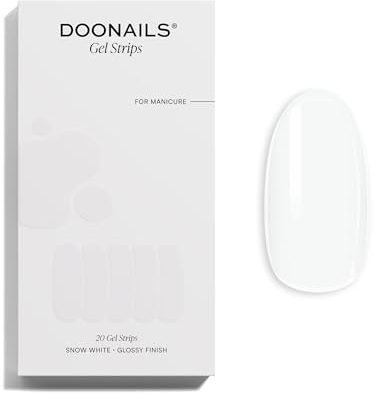 Doonails – Gel Folien Snow White – 20 UV Gel Strips in 9 Größen mit Extra-Länge – Nagelfolien selbstklebend & UV härtend – Nagelaufkleber mit bis zu 14 Tagen Halt