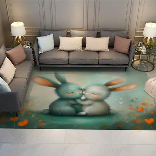 Kinder Spielzimmer Bereich Teppich Niedliches Kaninchen Muster Kinderzimmer Teppich Krabbelmatte für Kleinkind Waschbarer Teppich Runner Teppich Home Decor Türmatte 90 x 150 cm