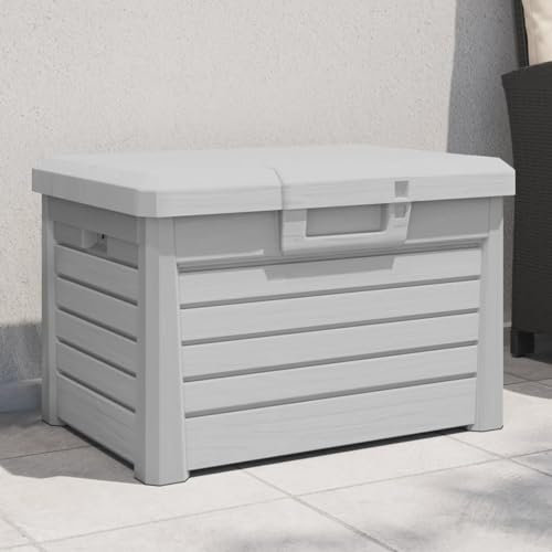 JUDYY Outdoor-Kissenbox Grau 73x50,5x46,5 cm Polypropylen, Auflagenbox, Gartenbox, Balkonbank, Outdoor Schrank, Aufbewahrungsbox, Outdoor Storage - 366601