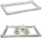 Crushed Diamond Decor Tray, Silver Ornament Bling, Crystal Filled, 39x18 cm, Mirror Tray for Tea, Coffee, Sugar