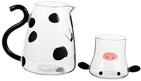 LABRIMP Jarra De Agua Fría De Cristal Tetera De Vidrio Para Leche Para Microondas Color Blanco Para Preparar Té o Café Casa