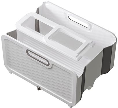 Illkjasfc Cubo de fregona plegable con ruedas, función de salida de drenaje, cubo plegable para la limpieza del suelo