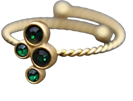 Lady Mirage - Verstellbarer Goldener Ring mit Smaragdgrünem Zirkonia Kristall – Edelstahl Schmuck für Damen & Mädchen | Geburtstagsgeschenk, Brautschmuck, Elegantes Alltags-Accessoire