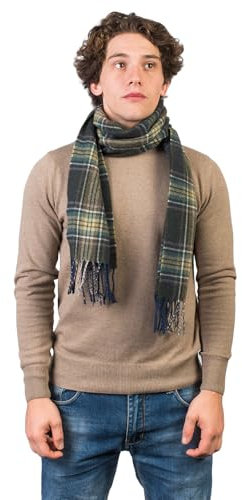 Dalle Piane Cashmere - Schottischer Schal aus Wolle und Kaschmir, Made in Italy - Herren, Farbe: Grün, Einheitsgröße.