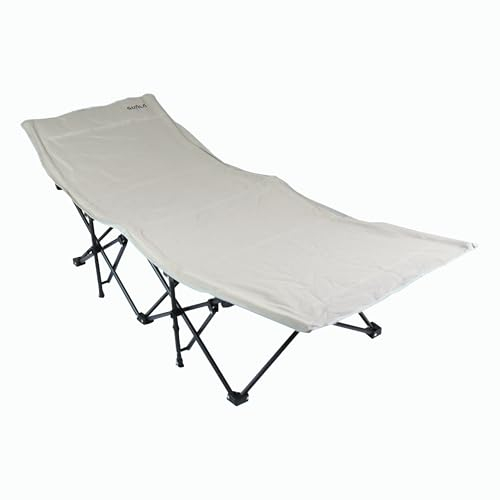 Nexos Trading Sonnenliege Garten-Liege Strandliege Klappliege Campingliege Tragetasche – 187,5x69 cm - Gartenstuhl aus Stahl & Polyester – Farbe BEIGE