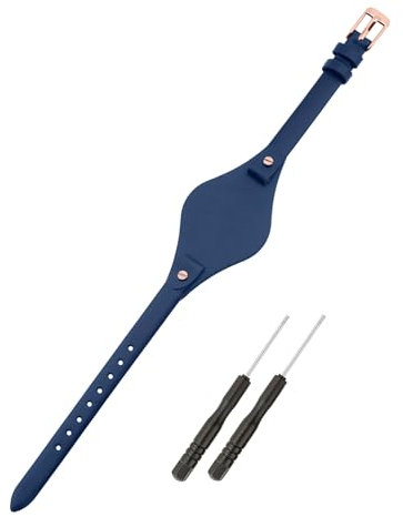 SANDEIN Uhrenarmband, kompatibel mit Fossil, 8 mm, weiches Leder, Ersatzarmband für Fossil ES3077, ES3148, ES3262 und ES4119, ES4176, Uhrenarmbänder (Dunkelblau + rotgoldene Schnalle)