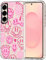 MOSNOVO Coque pour Samsung Galaxy S25 - Housse Fine Transparente Antichoc en TPU + PC [Protection Contre Les Chutes de 2 m/Anti-Pelage] - Sourires Roses Dégoulinants