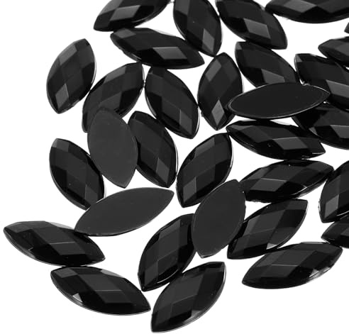 sourcing map 100 Pcs Acrylic Horse Eye Gems, Black Rhinestones 20x9mm Flat Back Gems Flat Back Crystal Rhinestones Bulk Gems for Crafting Rhinestones for Clothes Crafting Bedazzling Nails