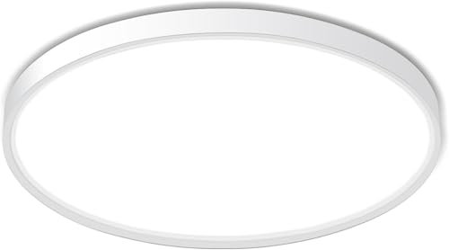Ouyulong Plafonnier Led, Plafonnier Salle De Bain 18W 1620LM 6500K, Lampe LED Chambre, Luminaire Blanche IP44, Plafonnier Rond de 23cm Pour Chambre à Coucher Salle De Bain Salon Cuisine Bureau
