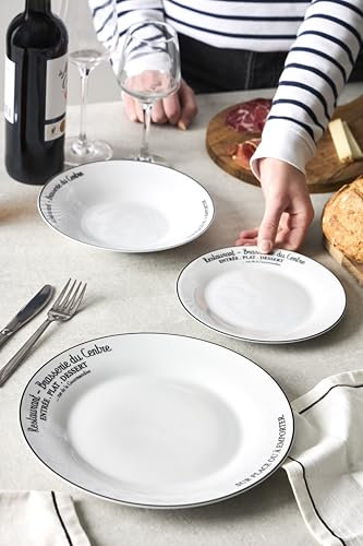 Delys 545958 - Vajilla de porcelana (18 piezas, para 6 personas, platos planos, platos hondos, platos de postre, decoración de la cervecería del centro