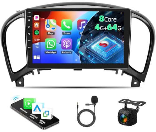 Qualcomm 8-Core 4G+64G Car Stereo for Nissan Juke 2010-2014 with Apple Carplay Wireless Android Auto Sat Nav, Android 13 9 Inch Touch Screen Bluetooth WIFI FM RDS+Backup Camera