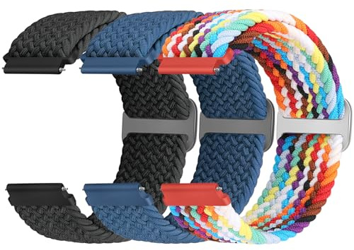 24mm Geflochtenes Armband Kompatibel mit Suunto 9/9 Baro/9 Titanium/D5/7/Ticwatch Pro 5/Fossil Q Machine Hybrid/Nate Hybrid/MK Sofie/Grayson/GMa-s2100/G-shock ga2100 Ersatzarmband für Damen Herren