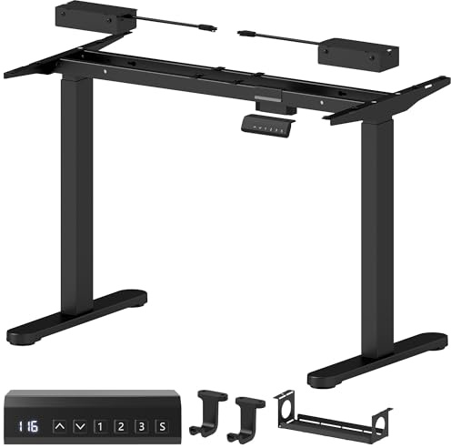 HOMCOM Höhenverstellbarer Schreibtisch Gestell Elektrisch mit 2 Motoren & Memory-Funktion Breitenverstellbar Tischgestell Belastbar bis 100KG mit geringerem Rauschen, Kollisionsschutz Schwarz