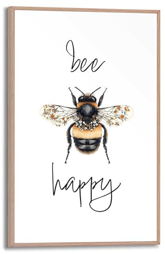 REINDERS Gerahmtes Bild, Bee Happy, Küche, MDF, 30 x 20