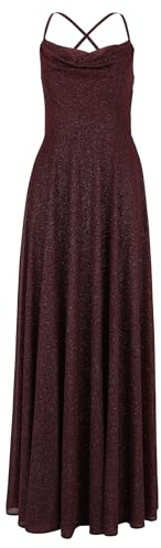 Vera Mont Damen Abendkleid mit Wasserfallausschnitt 40, Dark Red/Grey