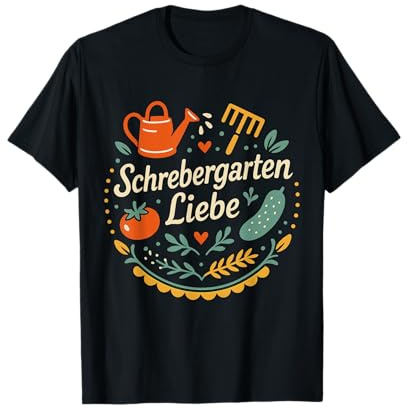 Schrebergarten Liebe Retro Gießkanne Rechen Tomate Gurke pur T-Shirt