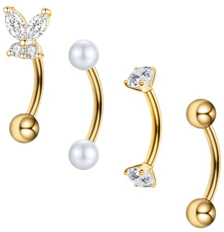 Besyvvin Curved Barbell Piercing Augenbrauen Lippe Helix Rook Daith 8mm Chirurgenstahl 1,2mm Augenbrauenpiercing