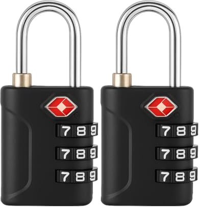 iShop TSA Approved Luggage Locks – 2 Pack Resettable 3-Digit Combination Padlocks for Suitcases, Travel Bags, Backpacks & Lockers – Suitcase Lock for Airport Security
