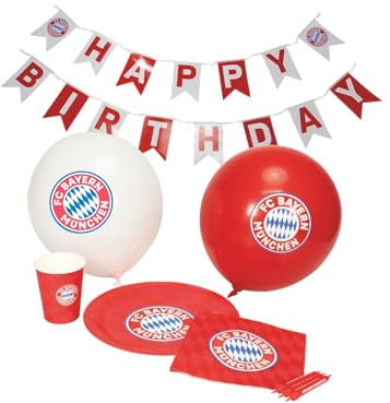 FC Bayern München I Geburtstagsparty Set 6-teilig I Rot/Weiß I Einheitsgröße