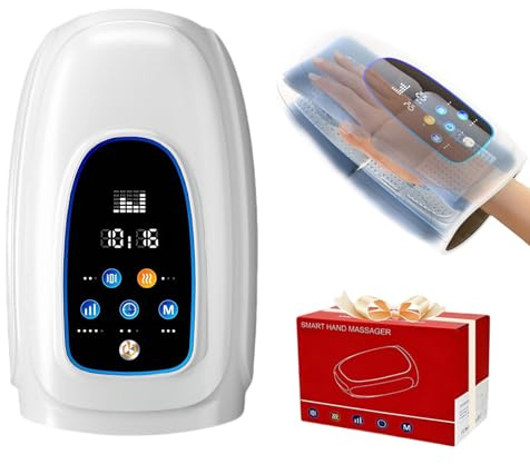 Elektrische Handmassagegeräte, Kabelloses Handmassagegerät mit 3 Luftkompression-Modi und 5 SIntensitätsstufen, Handmassagegerät mit Thermotherapie für Arthritis und Karpaltunnel, Großes Geschenk