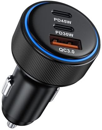 93W Zigarettenanzünder USB C, 3-Ports PD & QC Auto Handy Ladegerät, USB Adapter 12V KFZ Ladegerät USB C Auto Zubehör kompatibel mit iPhone 17 Pro Max, Galaxy S25 Ultra/S24, iPad, Tablet, Handys