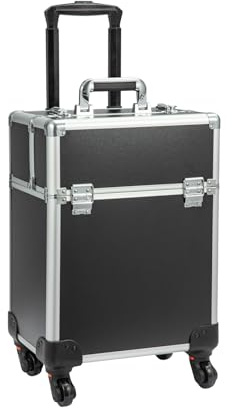 SUNNYNEST Professional Makeup Trolley Rolling Cosmetic Organiser | Vanity Case with Wheels Beauty Artist Salon Technician Organiser Large Aluminium Beauty Artist Trolley Box