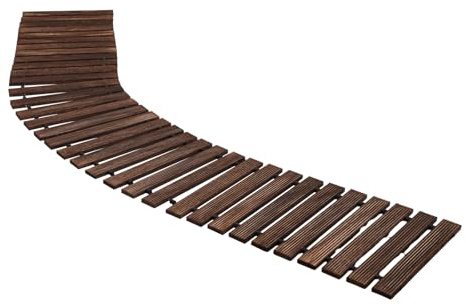 Holz Gartenweg 244x43cm faltbar - Natur Gartenpfad aus Holz mit Silikon Verbindung, rutschfest & flexibel, für Rasen, Kies & Terrasse