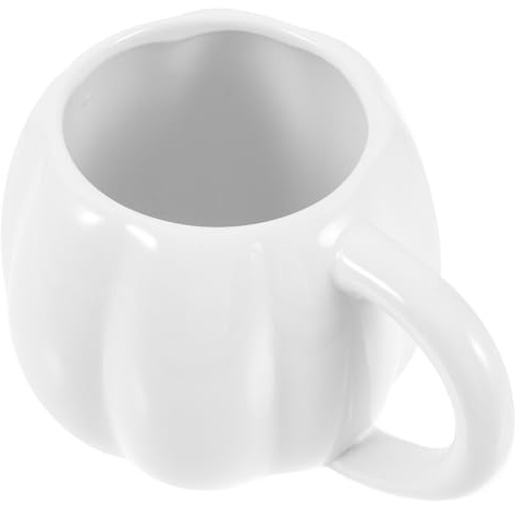 Angoily Mug Citrouille en Céramique Blanc 500 Ml, Tasse à Café Halloween Design Festif, pour Décoration D’halloween et Fêtes, Gobelet Original pour Usage Quotidien ou Présent