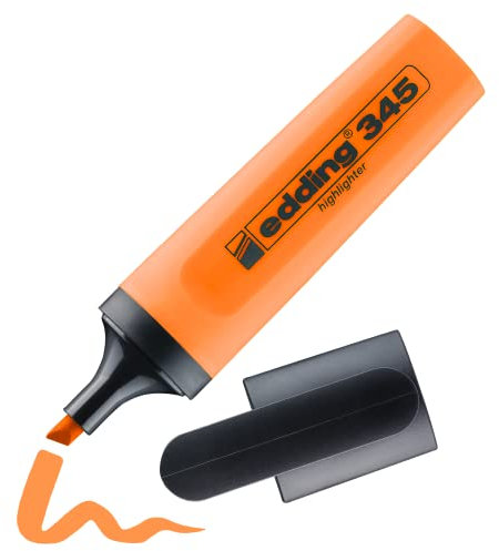 edding 345 Textmarker - orange - 1 Highlighter - Keilspitze 2-5 mm - ideal für leuchtende Markierungen und Hervorhebung von Textpassagen und Notizen