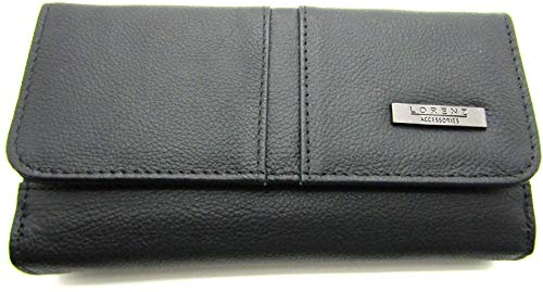 Damen Luxus Weiches Schwarzes Leder Portemonnaie By Lorenz 1230