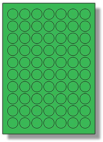 Label Planet® 70 Per Page/Sheet, 5 Sheets (350 GREEN ROUND Sticky Labels), Matt Permanent A4 Circular Coloured Pricing Stickers, Laser/Inkjet Printer, LP70/25RC, 25MM ⌀ Circles, Dots For Colour Coding