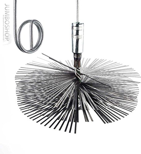 HOLZBRINK 200mm Kaminbesen Schornsteinbesen aus Federstahl + 10m Flexstange M12 - Kehrbesen Zugbesen Rußbesen Schornsteinfeger Besen Kamin reinigen Schornstein gemauert