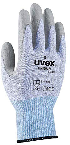 Uvex Ruvex-Uni6649_9 Schutzhandschuhe, Schwarz-Weiß-Grau, 9 Größe