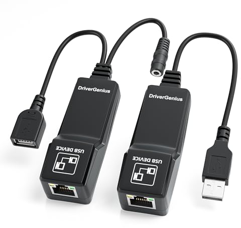 DriverGenius XtendPro4 | 4-Port USB 2.0 Ethernet Extender über RJ45 (CAT5e/6/7) bis zu 50M -kostenlos auf PC/Mac/Linux | Für Büro, Bildung, Gesundheitswesen und Industrie
