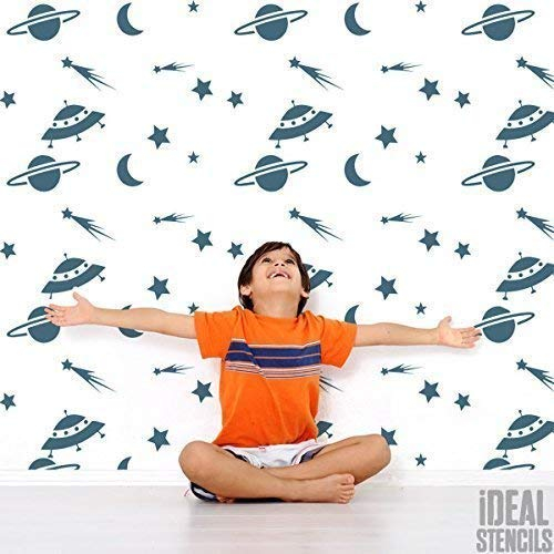 Raum Sterne Mond Kinderzimmer Wand Schablone Jungen Kinderzimmer Heim Wand Dekoration & Handwerk Schablone Wandfarbe Stoffe & Möbel 190 Mylar wiederverwendbar Schablone