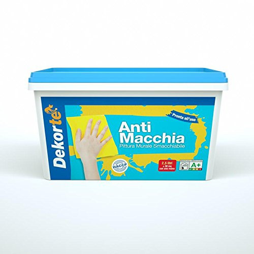 GDM-Pittura Antimacchia Colorata, Idropittura Smacchiabile, Dekortè (2,5 litri, Bleu Oriente)
