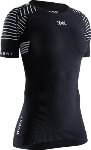 X-Bionic Damen Invent Round Neck, Short Sleeve T Shirt, Opal Black/Arctic White, M