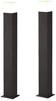 2-er SET eckige Außen-Wegeleuchten in Anthrazit aus Aluminium, Höhe 80cm