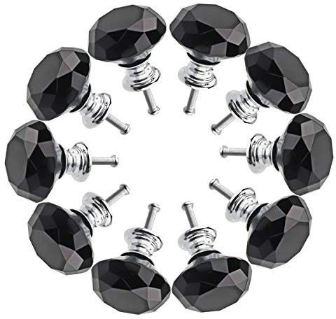 BNYZWOT Schrankknäufe aus Kristallglas, 30 mm, Diamantform, für Schubladen, Küchenschränke, Kommoden, Kleiderschrank, Ziehgriffe, 10 Stück