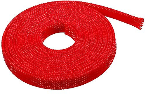 Othmro 1Pcs PET Cable Wire Wrap Braided Expandable Sleeving Cable High Temperature Electrical Wire Sleeve 3mx30mm Red