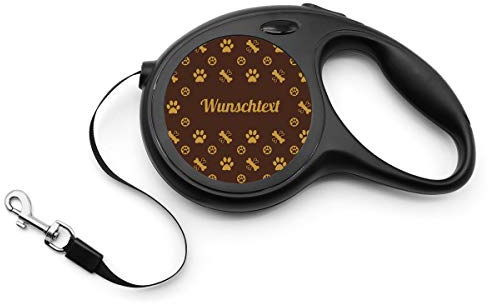 printplanet® - Hundeleine (8 Meter Länge) mit Name oder Text selbst gestalten - Rollleine Personalisieren und Bedrucken - Layout Logo-Muster