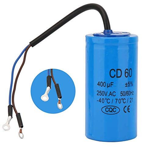Condensateur rond Cd60, 250V AC 400uf 50 / 60Hz avec fil de plomb et utiliser un film de polypropylène métallisé, pour démarrer des moteurs à courant alternatif, les climatiseurs, compresseurs