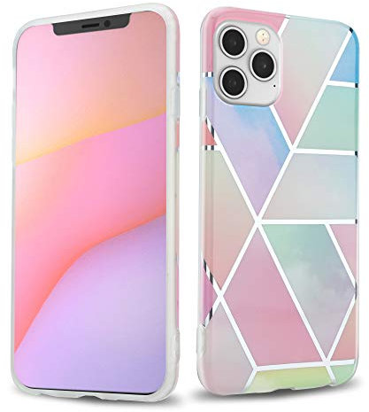cadorabo Coque pour Apple iPhone 12 / iPhone 12 Pro (6,1) en Marbre Arc-en-Ciel no.11 - Housse Protection en Silicone TPU en Motif Mosaïque - Ultra Slim Fin Gel Case Cover Bumper