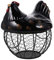Wakauto Eierkorb Drahtkorb mit Keramik Deckel Eierhalter Tisch Retro Eier-Korb Küchen Korb Obst Korb Gemüse Korb Landhaus Metall-Korb Vintage Tischdekoraton Huhn Form 24x21,5x21,5 cm
