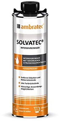 Ambratec Solvatec entfernt Kleb- und Schmierstoffe Fette Kaltkleber Kugelschreiber Bleistift Öle Teer Graffitis Gummireste