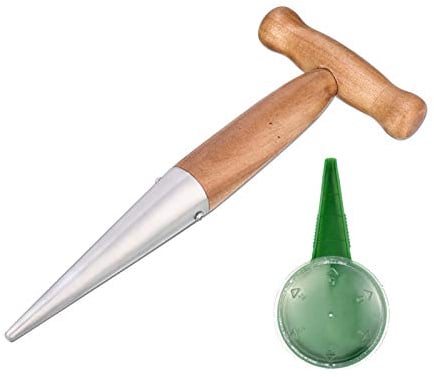 LORELO Dibber,Garden Hand Tool Dibber, Stainless Steel Dibber with Seed Dispenser for Bulb Planting and Seeding