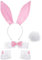 SATINIOR Costume de lapin pour femme avec serre-tête avec oreilles de lapin, collier avec nœud papillon, manchettes et queue de lapin - Pour fête de Pâques - Rose et blanc