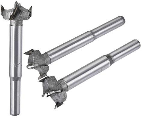 sourcing map Forstner - Brocas de perforación para madera, 19 mm, 20 mm, punta de acero de aleación de carburo, corte redondo para bisagras de madera contrachapada herramienta 3 en 1