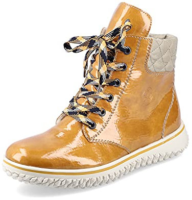 Rieker Damen Schnürstiefeletten Z4206, Frauen Schnürboots,Stiefeletten,Halbstiefel,Reißverschluss, gelb, 36