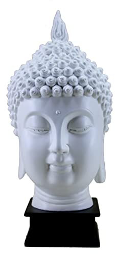 eSplanade-Buddha-Kopf-Statue für Heimdekoration | Prunkstück mit Buddha, Meditation, Bürotisch, Schreibtisch, Regal | Zen- oder Yoga-Figurengeschenke | (Weiß)